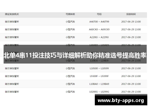 北单4串11投注技巧与详细解析助你精准选号提高胜率